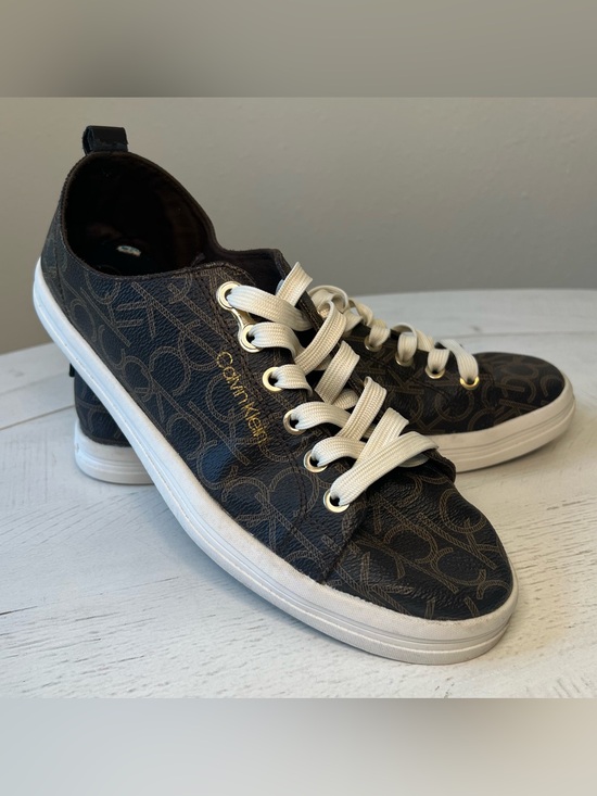 Calvin Klein Shoes - Calvin Klein Michaela Dark Brown Monogram Low-Top Sneakers
